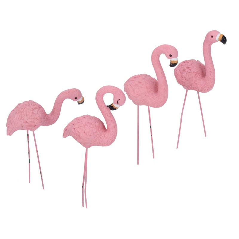 4 Pcs Pink Flamingo Garden Statue Fine Details Stylish Vivid Small Flamingo Statue for Yard Lawn Patio Decorations Gifts - Image 3