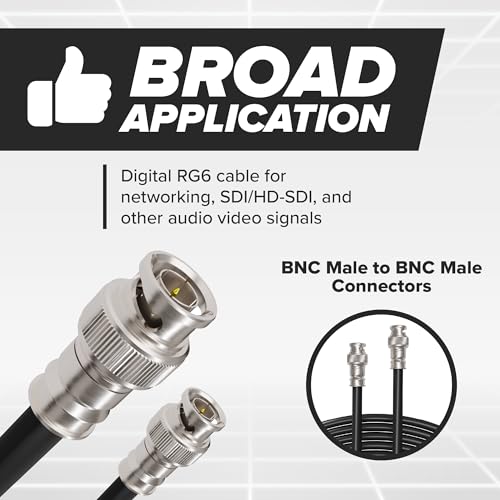 THE CIMPLE CO 125 FT BNC Cable with 2 Male BNC Connections - 75 Ohm, Low Loss HD-SDI and SDI Cable - Black, 125 Feet (38 Meters) - Image 4
