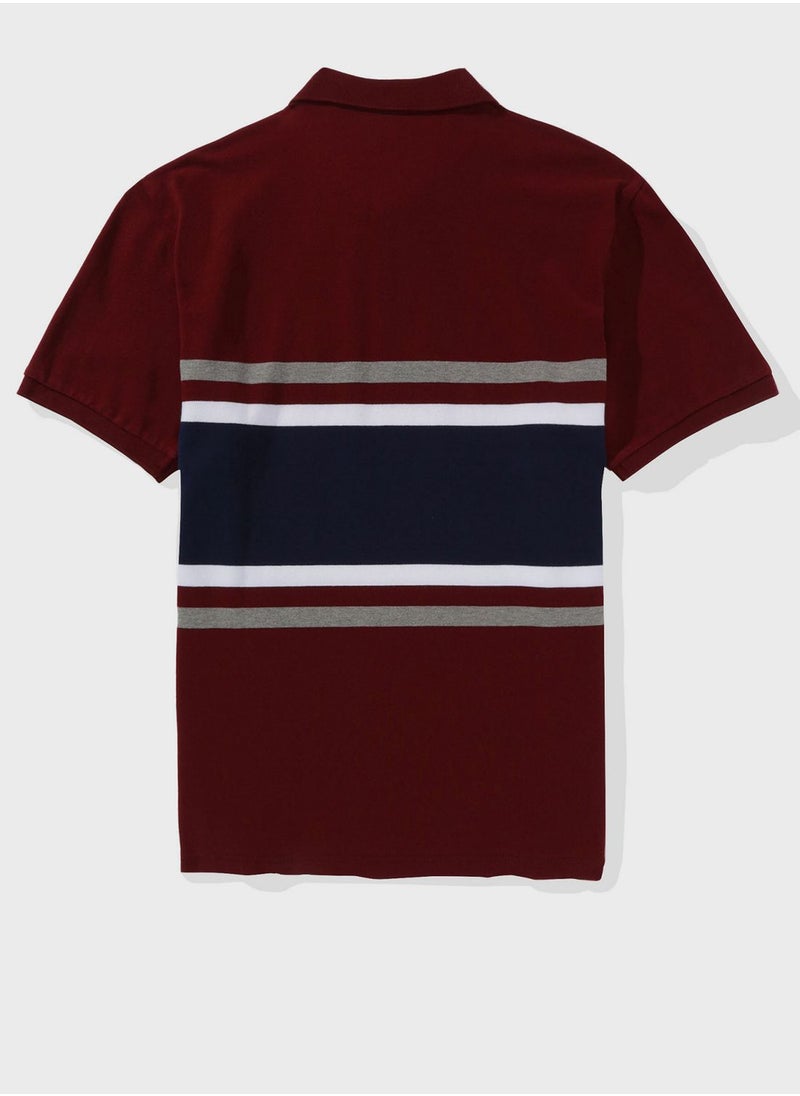 American Eagle - Striped Pique Polo - Image 1
