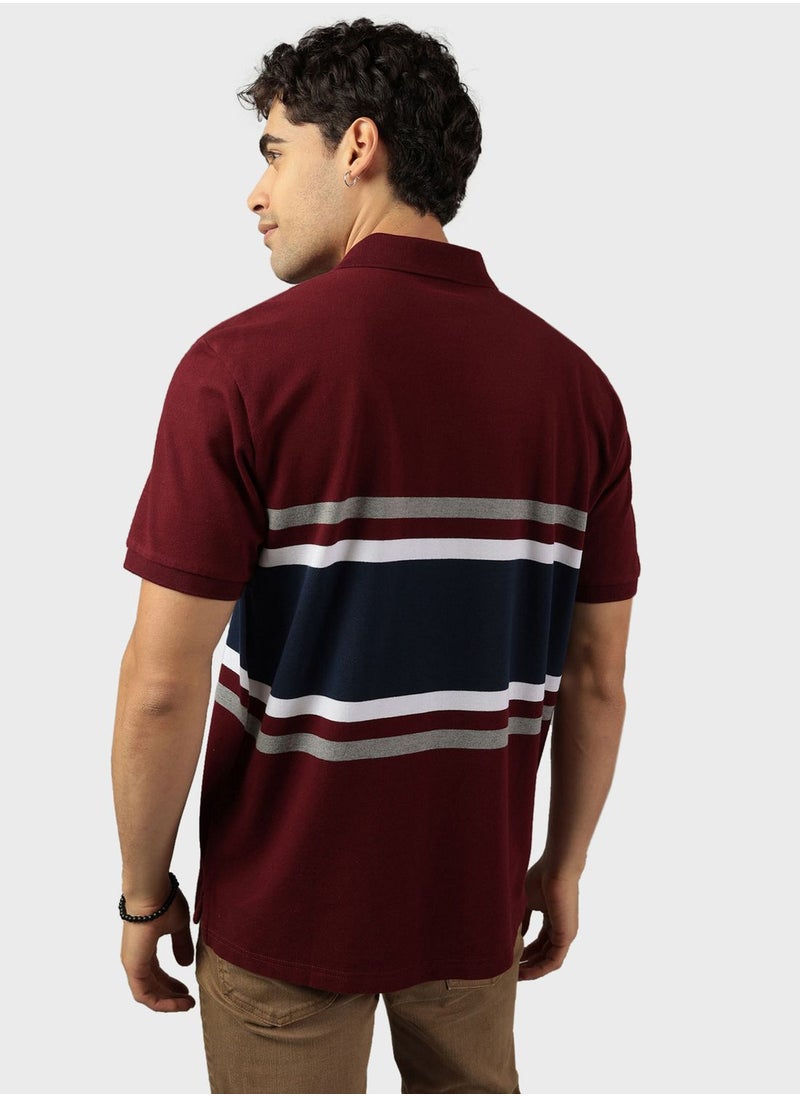American Eagle - Striped Pique Polo - Image 1