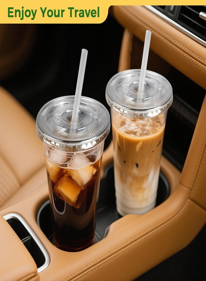 Charmount 32 oz Clear Plastic Cups with Lids and Jumbo Boba Straws, Disposable To Go Cups for Iced Coffee, Milkshake, Smoothies, Boba Milk Tea, Matcha Latte - 25 Sets - Image 4