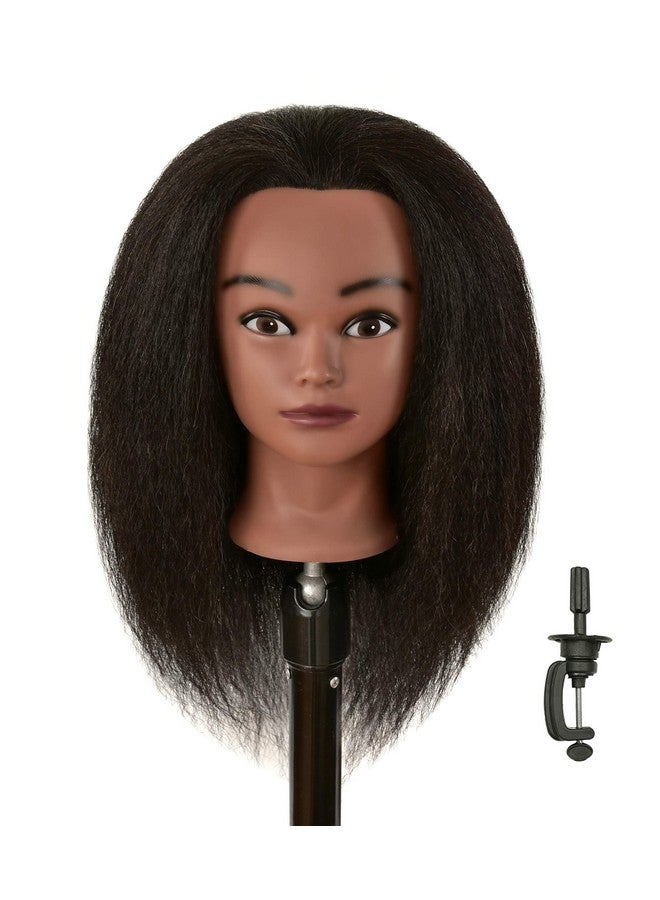 FUTAI Real 100% Human Hair Mannequin Head With Table Clamp Stand For Hairdresser Practice Braiding Styling Manikin Cosmetology Makeup Manican Doll Training Head Coloring Curling Cutting Updos Display - Image 4