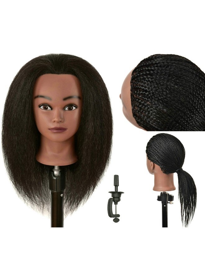 FUTAI Real 100% Human Hair Mannequin Head With Table Clamp Stand For Hairdresser Practice Braiding Styling Manikin Cosmetology Makeup Manican Doll Training Head Coloring Curling Cutting Updos Display - Image 1