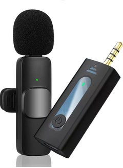 K35 Wireless Mic For Smartphones Laptop Desktop iPhone Collar Microphone Compatible With 3.5mm Jack Devices Wireless Mic For YouTube Vlogging ASMR Recording Podcast Interview Black