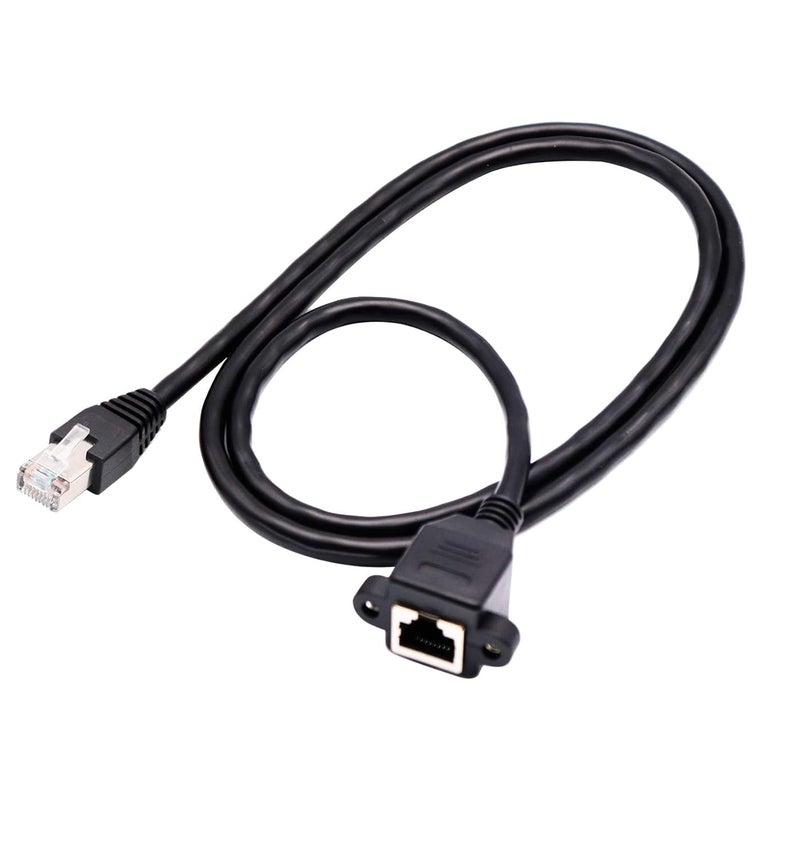 KNEUTRIX 50 Cm : 8 Pin RJ45 Cable Male to Female Screw Panel Mount Ethernet LAN Network 8 Pin Extension Cable 50CM - 0.5 Meter - Image 1