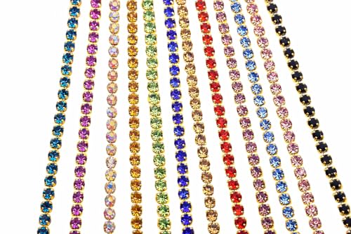 KAOYOO 12 Yards Crystal Rhinestone Chain Trim Mixed for DIYSewingCraftsDecoration1 Yard for Each ColorSS0620mm008 - Image 1