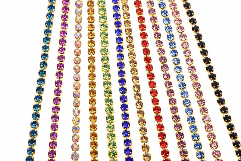 KAOYOO 12 Yards Crystal Rhinestone Chain Trim Mixed for DIYSewingCraftsDecoration1 Yard for Each ColorSS0620mm008 - Image 3