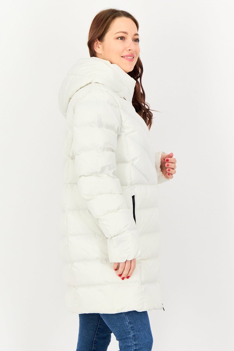 GEOX Women Quilted Hooded Jacket, White - Image 2