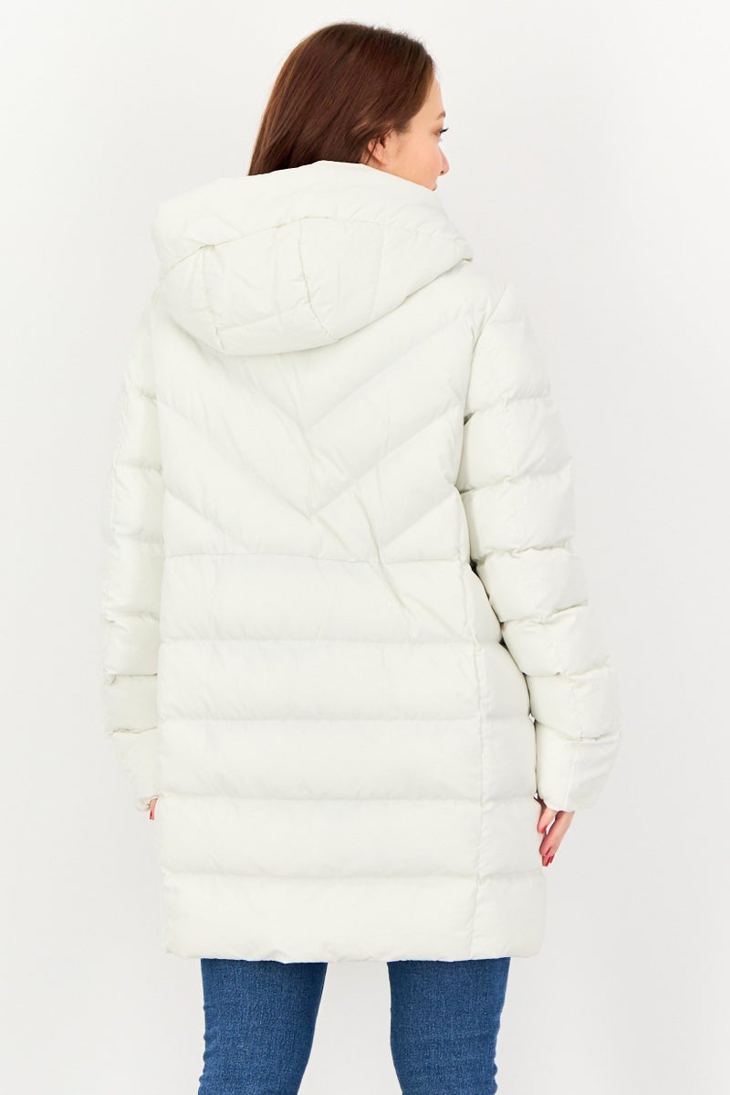GEOX Women Quilted Hooded Jacket, White - Image 3