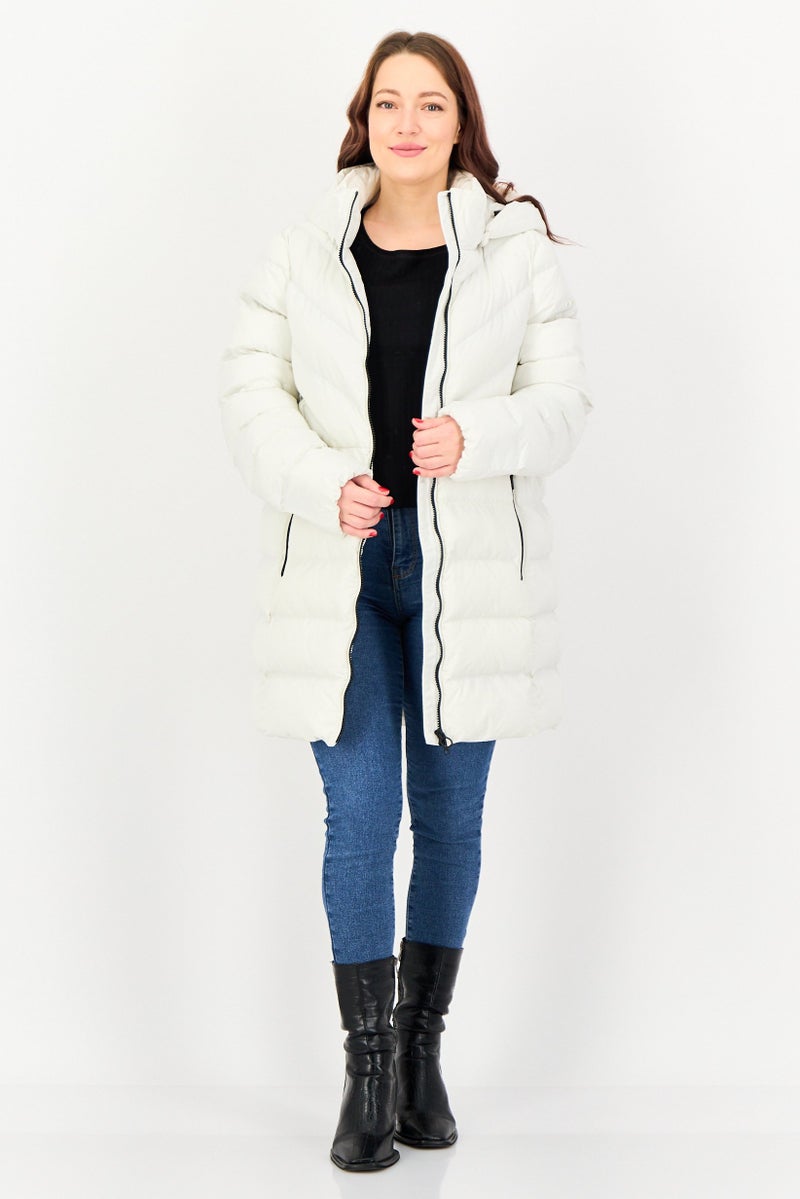 GEOX Women Quilted Hooded Jacket, White - Image 4