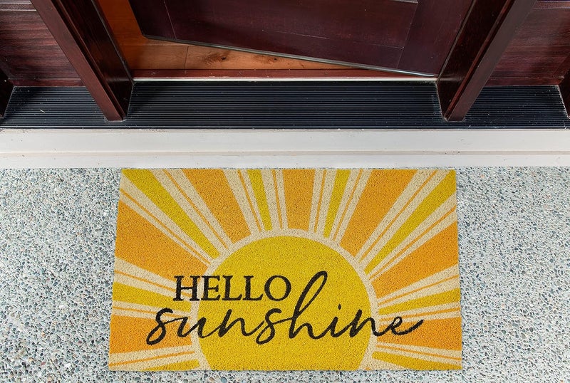 DII Natural Coir Doormat, Decorative Hello Mat, 17x29, Yellow Hello Sunshine - Image 2