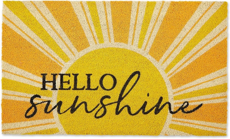 DII Natural Coir Doormat, Decorative Hello Mat, 17x29, Yellow Hello Sunshine - Image 1
