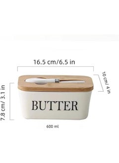 HOOKOR er Dish, er Dish with Lid for Countertop, Ceramics er Keeper Container with Knife and High-Quality Silicone Sealing er Dish for Home Decor Good Kitchen (Blue, 600ML)  - Image 2