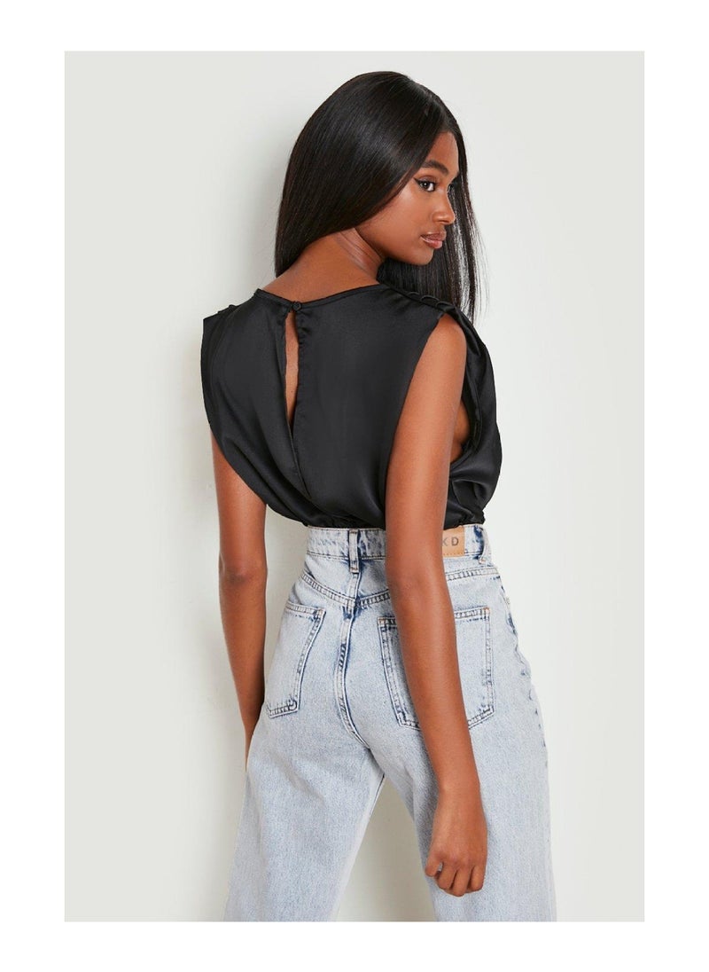 boohoo - Satin Sleeveless Cowl Bodysuit - Image 1