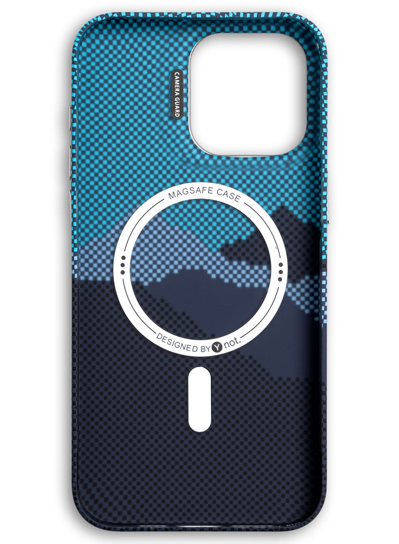 YNOT MagSafe carbon fiber protection case with camera stand for iPhone 15 Pro - Blue - Image 3