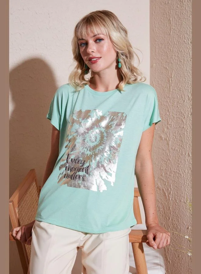 Lela Lela Printed Crew Neck Regular Fit T-Shirt Women's T-Shirt 6671001