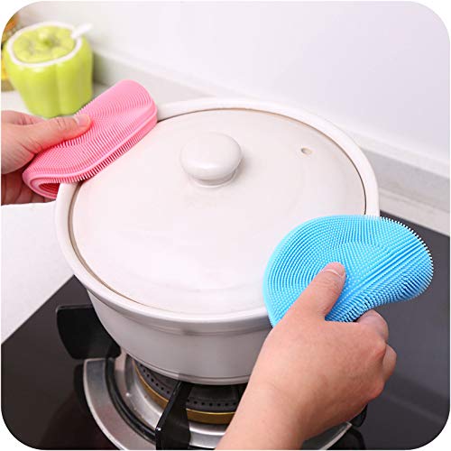 Prostuff.in Cleaning Sponge Silicone Scrubber for Kitchen Non Stick Dishwashing & Fruit and Vegetable Washing Brush Round Scrubber Multi Color (Pack of 3) - Image 5