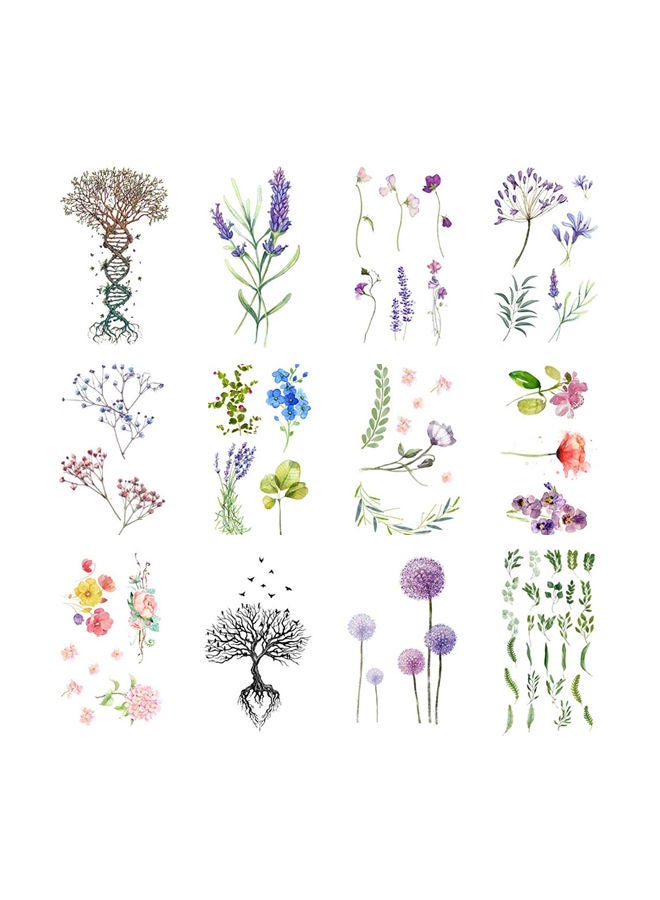 إسكدنيا طقم ملصقات تاتو مؤقت مكوّن من 12 قطعةً أخضر/ أرجواني/ أسود