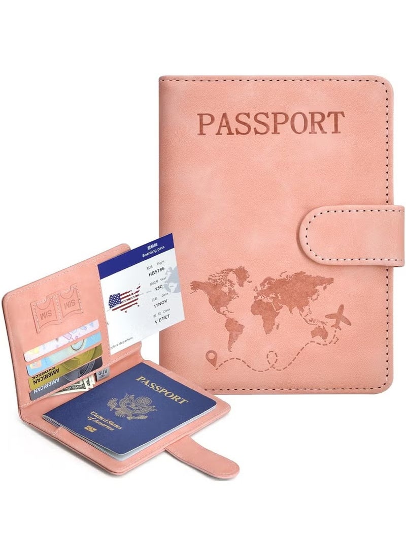 Passport Holder for Travel Essentials, Passport Wallet Cover Case for Travel Must Haves Accessories,Passport Book Holders for Women and Men Pink  - Image 3