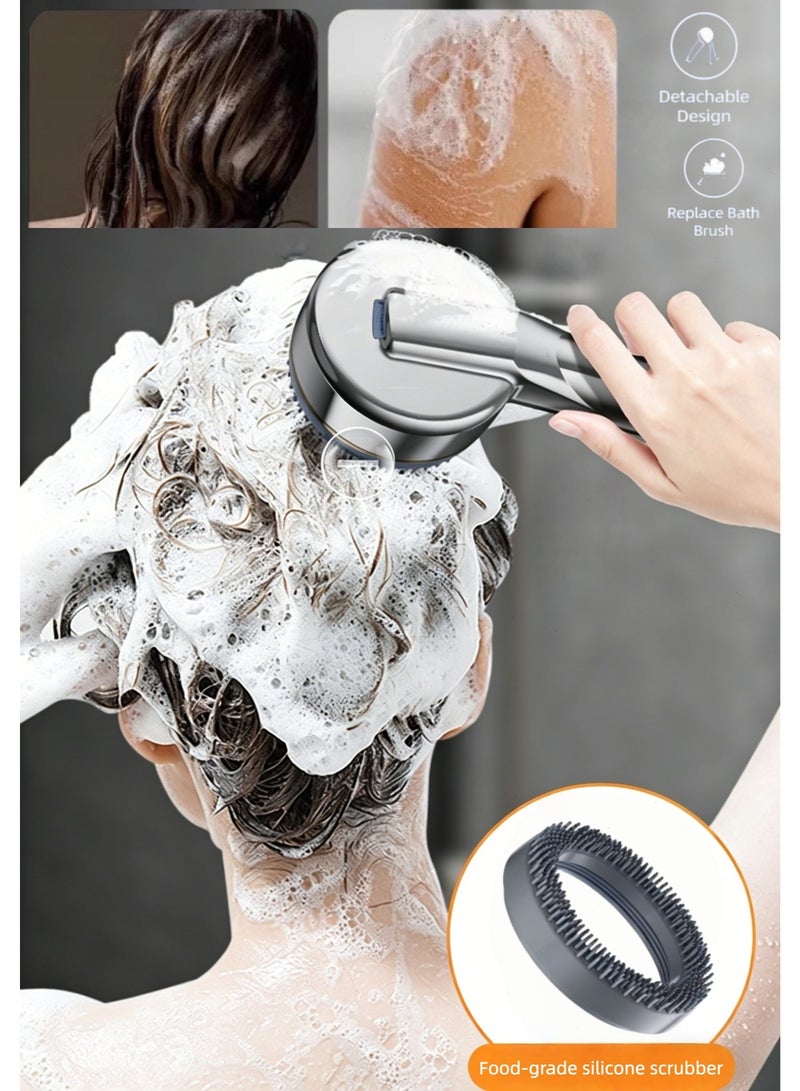Filtered Shower Head with Piano Keys 4 Spray Modes & Silicone Massage Brush - Boosted Rainfall High Pressure Showerhead - Water Saving Anti-Hair Loss Filter - Includes 3 Extra Filters, 1.5M Hose & No-Drill Adhesive Holder - Space Grey - Image 4