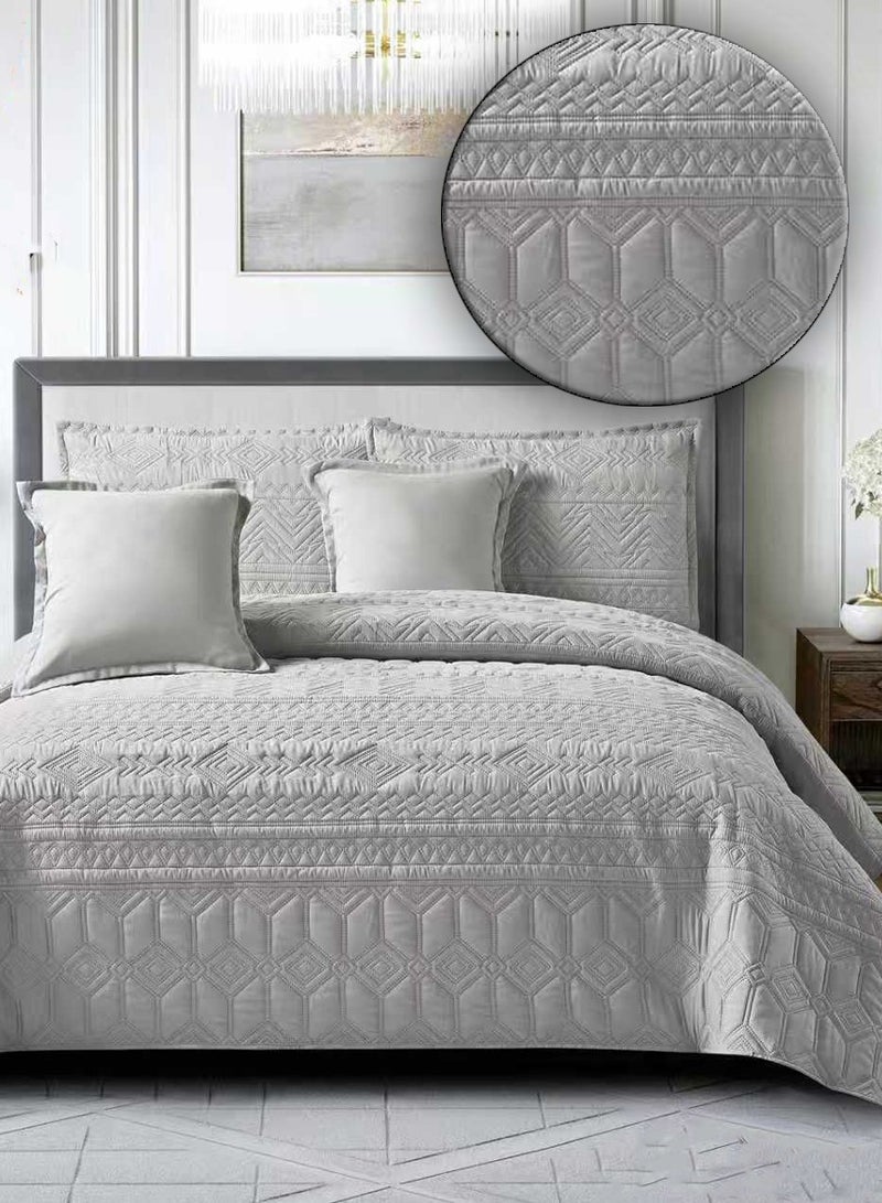 ميرال مفرش سرير نفرين سادة مضغوط – 6 قطع – لحاف محبوك 220×240 سم مع شرشف مغاط 200×200×30 سم - Image 3