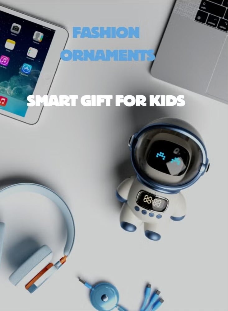 Fashion Astronaut Speaker, Voice Bluetooth Speaker for PC Desktop Home Decor Minimalistic Spaceman Clock TF Card Clock AI Intelligent intercom Alarm Clock Toy - Image 4