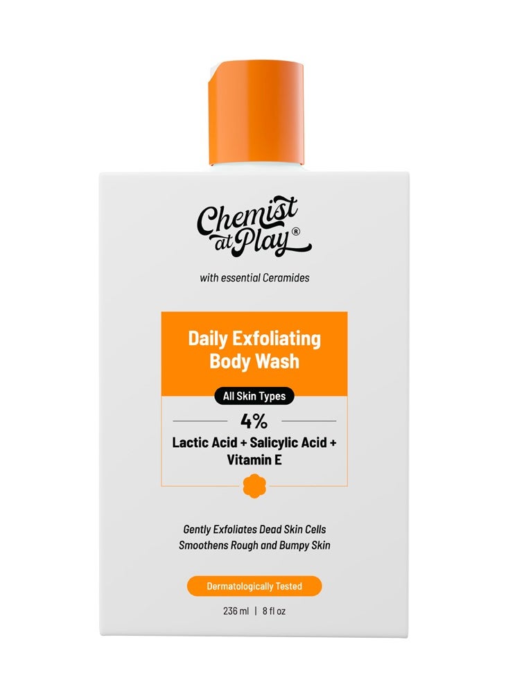 Chemist at Play - Chemist At Play Exfoliating Body Wash 236ml | 4% (Salicylic Acid, Vitamin E and Lactic Acid) | Paraben & SLS Free | Removes Tan| Prevents Dry, Rough, Bumpy Skin | Men & Women - Image 1