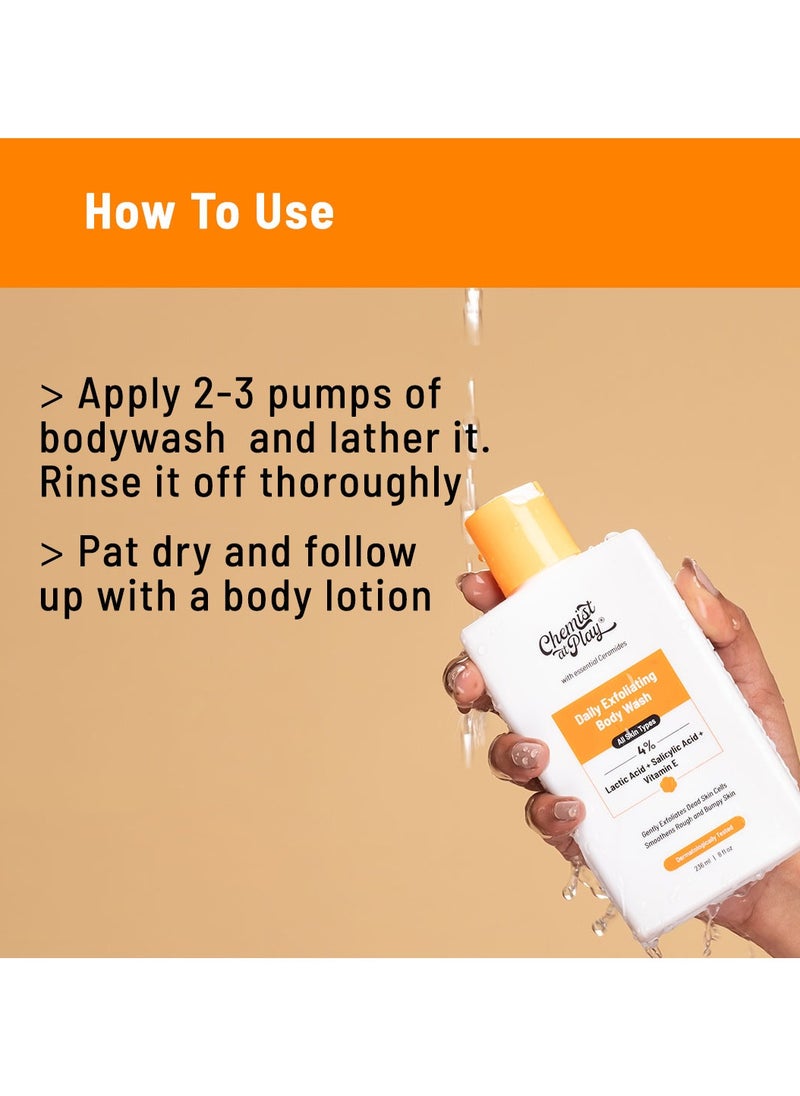 Chemist at Play - Chemist At Play Exfoliating Body Wash 236ml | 4% (Salicylic Acid, Vitamin E and Lactic Acid) | Paraben & SLS Free | Removes Tan| Prevents Dry, Rough, Bumpy Skin | Men & Women - Image 1