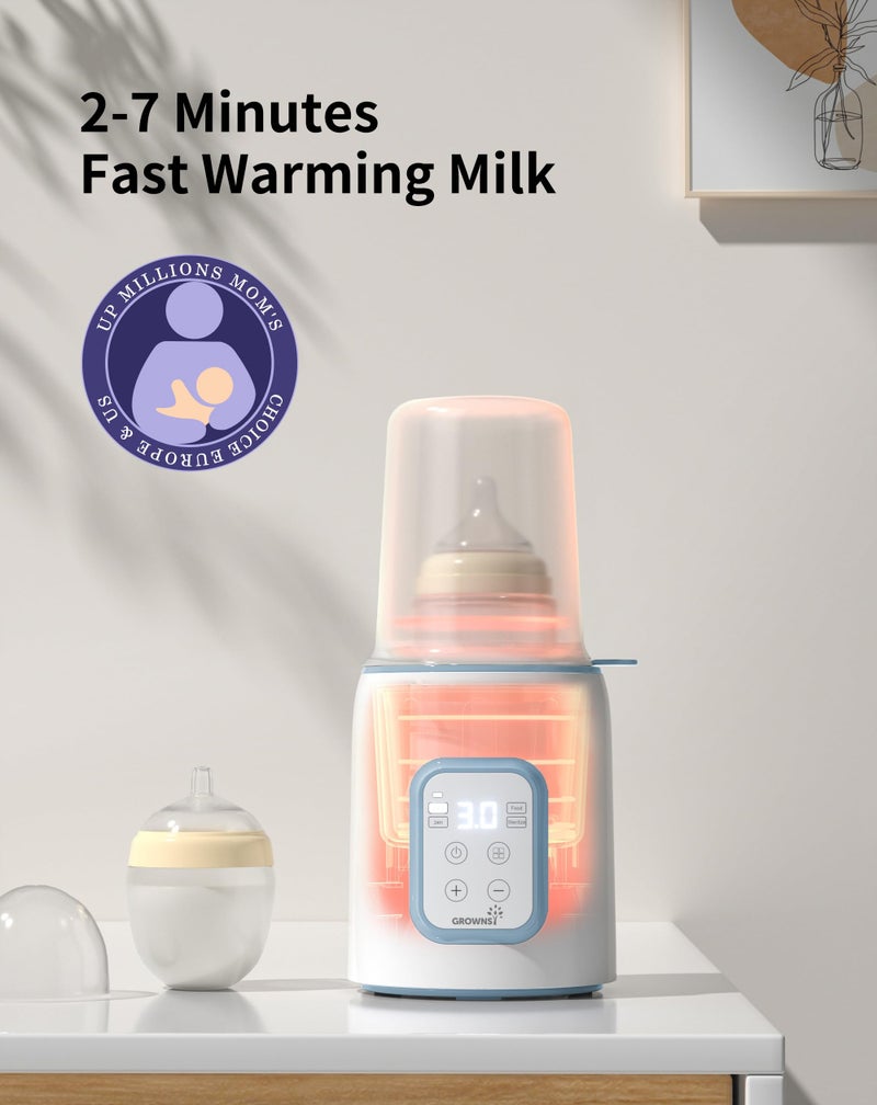 GROWNSY GROWNSY Bottle Warmer, 8-in-1 Fast Baby Milk Warmer with Timer for Breastmilk or Formula, Accurate Temperature Control, Multifunctional Baby Bottle Warmers for All Bottles- Blue  - Image 2