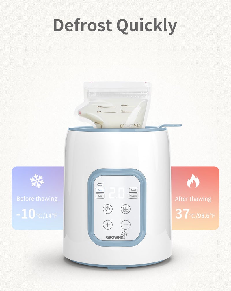 GROWNSY GROWNSY Bottle Warmer, 8-in-1 Fast Baby Milk Warmer with Timer for Breastmilk or Formula, Accurate Temperature Control, Multifunctional Baby Bottle Warmers for All Bottles- Blue  - Image 5