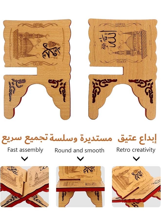 YIM-VIBEHAUS Quran Holder Quran Stand Quran Cabinet Prayer Book Stand Ramadan Reading Shelf Mubarak Muslim Party Ornament Book Holder - Image 2