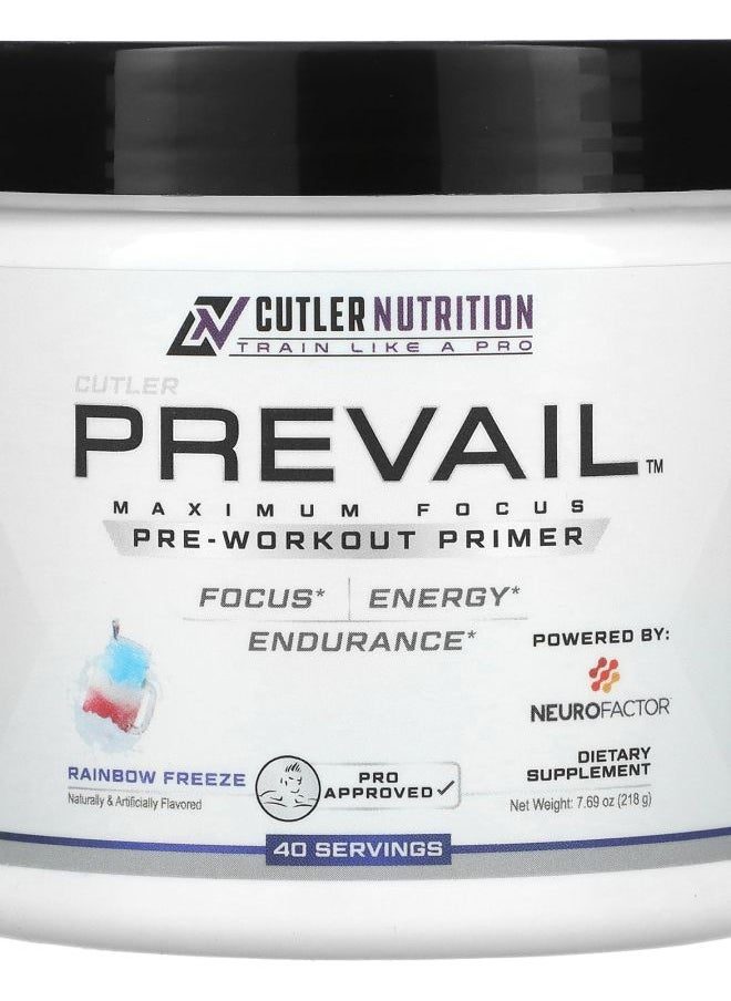 Cutler Nutrition - Prevail PreWorkout Primer Rainbow Freeze 7.69 oz (218 g) - Image 1