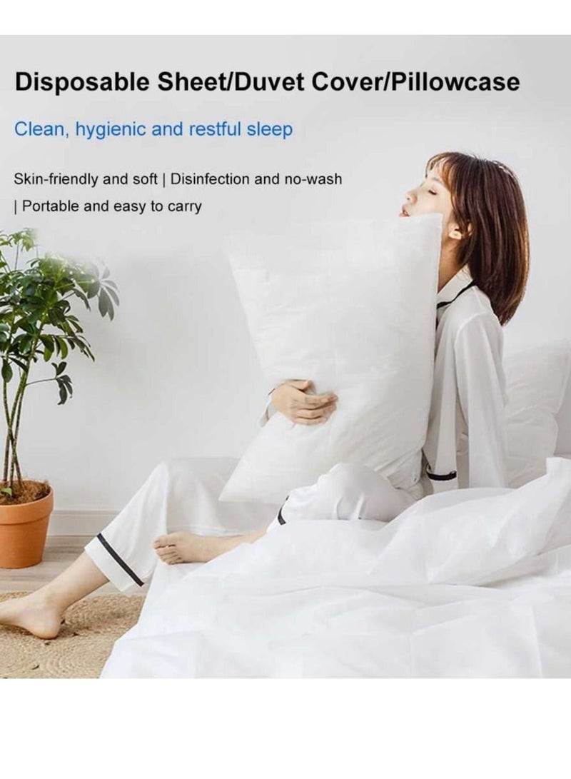 4 Pcs Travel Disposable Bedding Set, Travel Double Models Soiled Sleeping Bag Portable Non-Woven Bedspread Duvet Cover and Pillowcase Set, Suitable for Hotels, Camping and Overnight Stays - Image 2