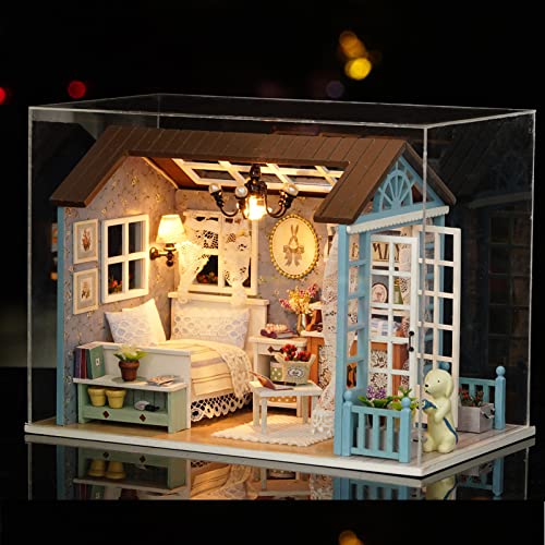Tiandirenhe DIY Miniature Dollhouse Kit Realistic Mini 3D Wooden Mini Doll House Room with Furniture LED Lights Christmas Decoration Birthday Gift for Teens Adults Forest time - Image 1