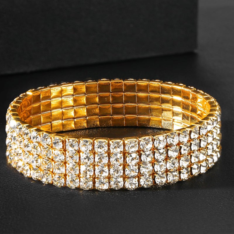 Zealmer Sparkle Multicolor Rhinestone Stackable Stretch Bracelets for Women - Image 5