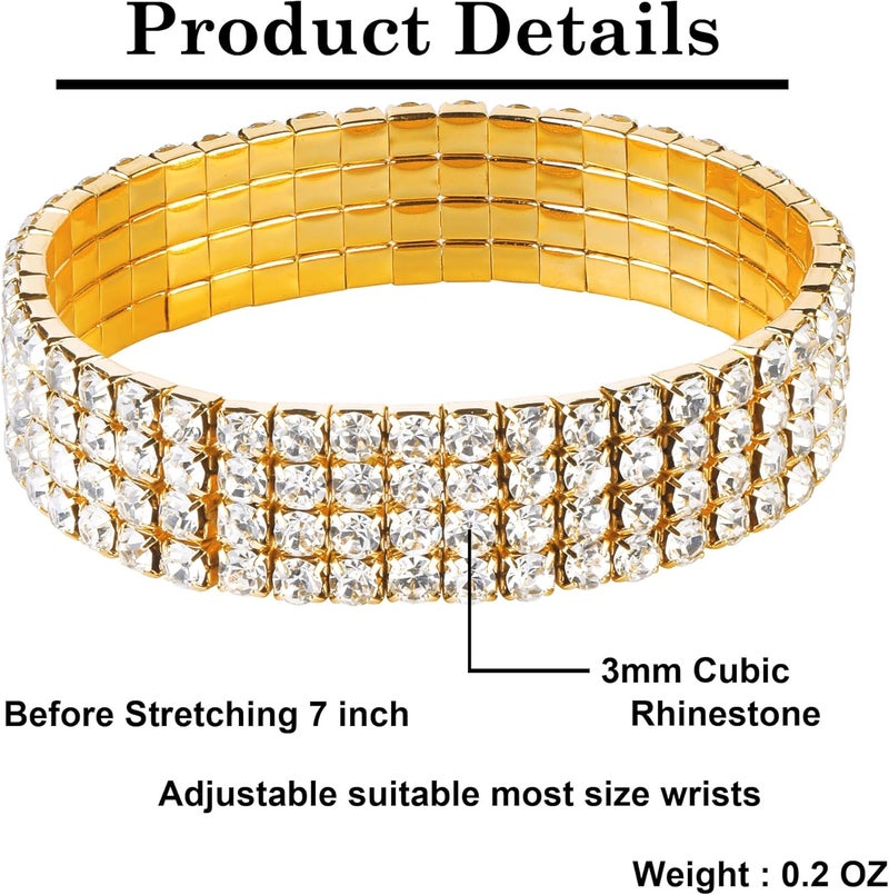 Zealmer Sparkle Multicolor Rhinestone Stackable Stretch Bracelets for Women - Image 2