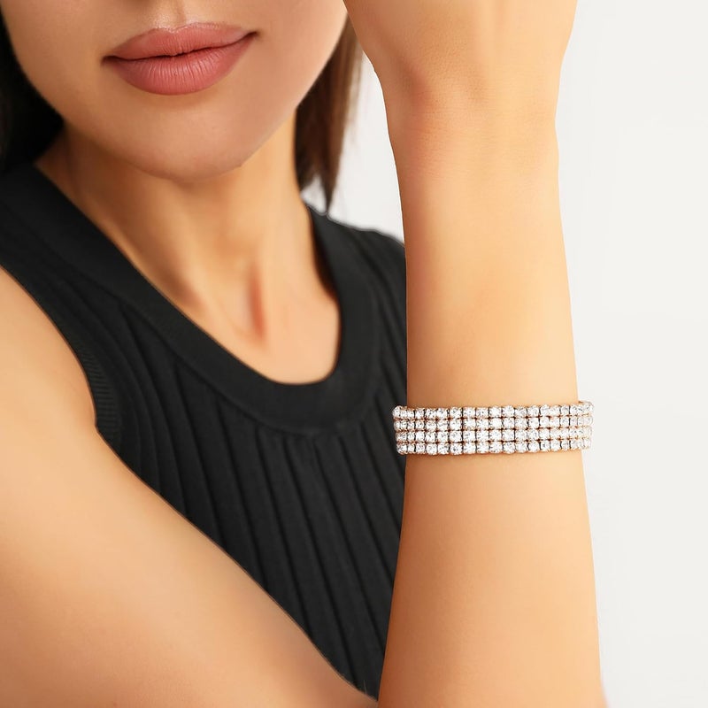 Zealmer Sparkle Multicolor Rhinestone Stackable Stretch Bracelets for Women - Image 3