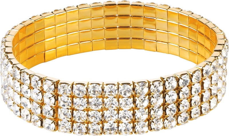 Zealmer Sparkle Multicolor Rhinestone Stackable Stretch Bracelets for Women - Image 1