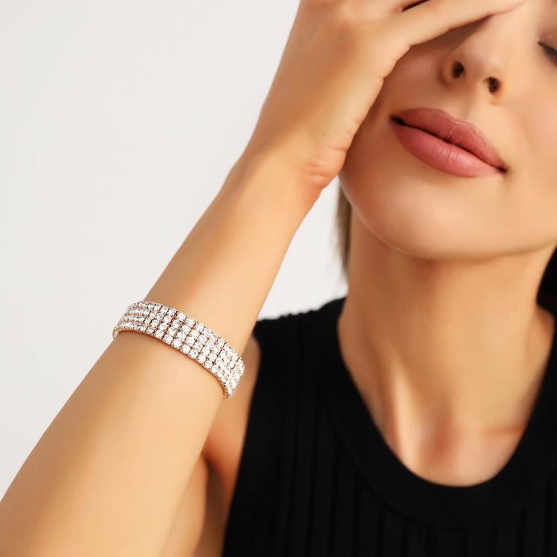 Zealmer Sparkle Multicolor Rhinestone Stackable Stretch Bracelets for Women - Image 4