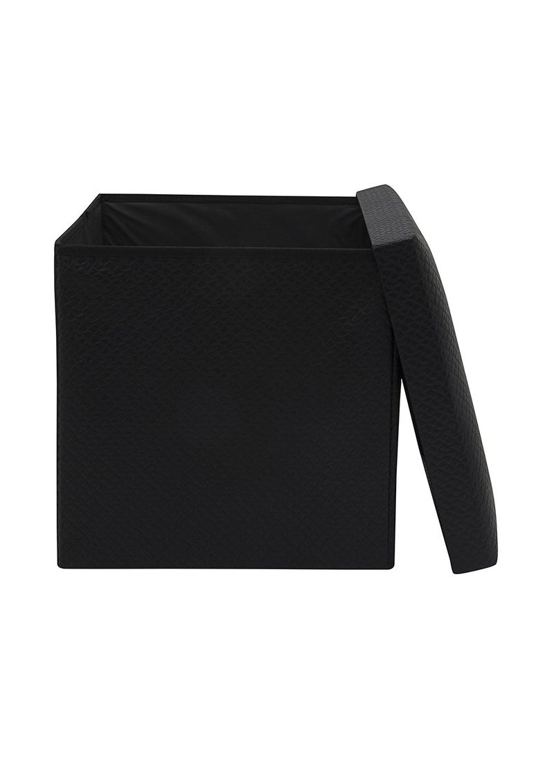 EZ Life EZ Life Collapsible Elegant Square Pouf Ottoman - Black Dots - PU Leather & MDF - Home Foldable Organizer Stool, Storage Box with Lid - Bedroom, Living room - Multi-purpose, Décor, Storage organizer  - Image 3