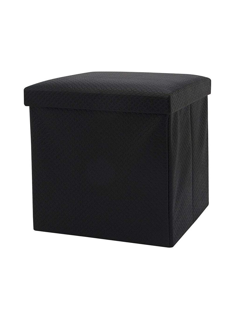 EZ Life EZ Life Collapsible Elegant Square Pouf Ottoman - Black Dots - PU Leather & MDF - Home Foldable Organizer Stool, Storage Box with Lid - Bedroom, Living room - Multi-purpose, Décor, Storage organizer  - Image 1