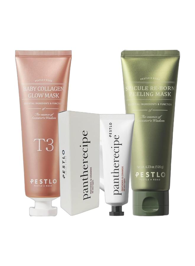 PESTLO PESTLE ROAD Pantherecipe Cream 1.69 fl.oz./50ml - Hydrating & Soothing with Ceramide and Panthenol - Moisturizes, Strengthens Skin Barrier, EWG Green, Lightweight, Non-Greasy, for Day & Night & Spicule Re-Born Exfoliating Peeling Mask 4.23 oz./120ml - Micro-Needling, Gentle Exfoliation, Nourishing, Hydrating, Sebum Control, Soothing, Radiant Skin, Pore Tightening, All Skin Types & Baby Collagen Glow Mask - Korean Face Mask Skincare for Elasticity, Firmness, Radiant Skin, Pore Care, Infused with Reallagen, Aginon, VolufilineBundle - Image 1