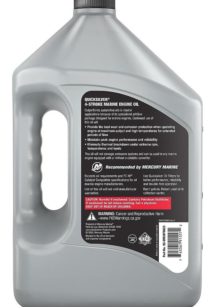 Quicksilver زيت محرك بحري صناعي مختلط 25W40 4Stroke من كويك سيلفر 1 جالون - Image 4