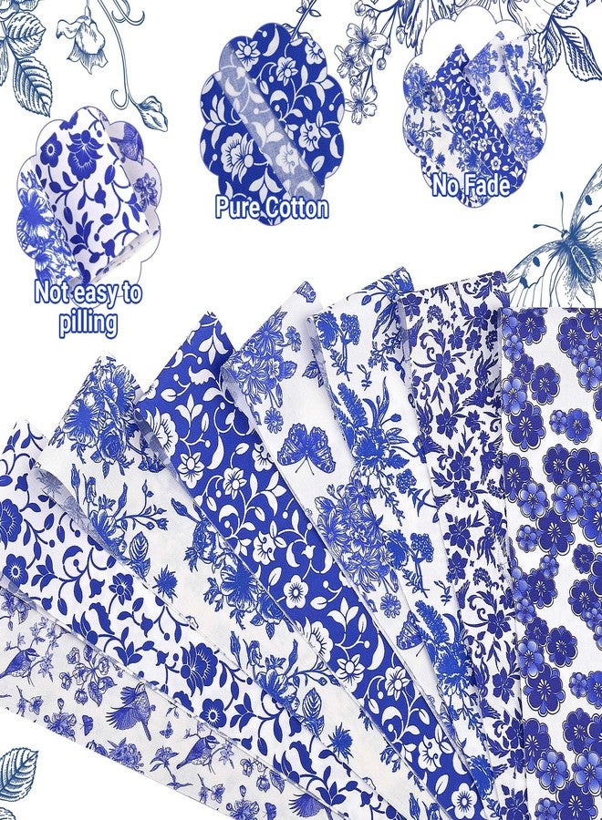 Bolsome 40 Pcs Chinoiserie Cotton Jelly Fabric Strips Blue and White Porcelain Patchwork Strips Roll for Quilting Crafting Blue White Floral Bird Precut Patchwork for Sewing DIY Crafts - Image 3