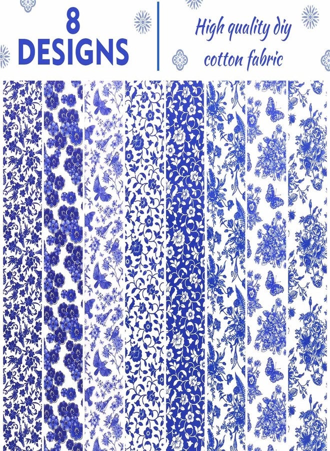 Bolsome 40 Pcs Chinoiserie Cotton Jelly Fabric Strips Blue and White Porcelain Patchwork Strips Roll for Quilting Crafting Blue White Floral Bird Precut Patchwork for Sewing DIY Crafts - Image 4