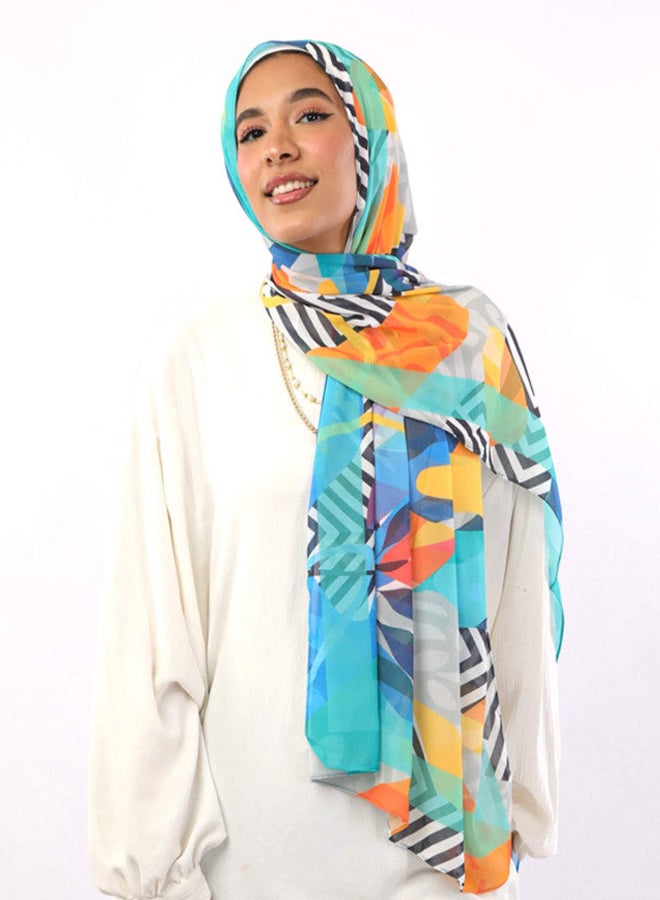Tie Shop Tie Shop - Ocean Blaze Scarf - Turquoise - Orange For Women