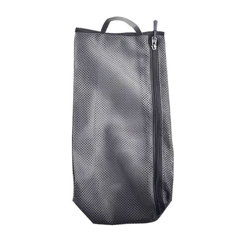Mesh Travel Shoe Bags: Grey Breathable Mesh Zipper Storage Bag - Handle For Hanging Carrying, Smooth Quick Zipper For Home Travel Gym Closet - Image 1