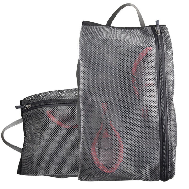 Mesh Travel Shoe Bags: Grey Breathable Mesh Zipper Storage Bag - Handle For Hanging Carrying, Smooth Quick Zipper For Home Travel Gym Closet - Image 2