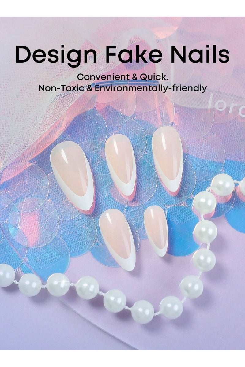 اظافر تركيب مزيفه بشكل لوزي تحتوي العلبه على 24 ظفر مع مبرد اظافر و صمغ - Image 3