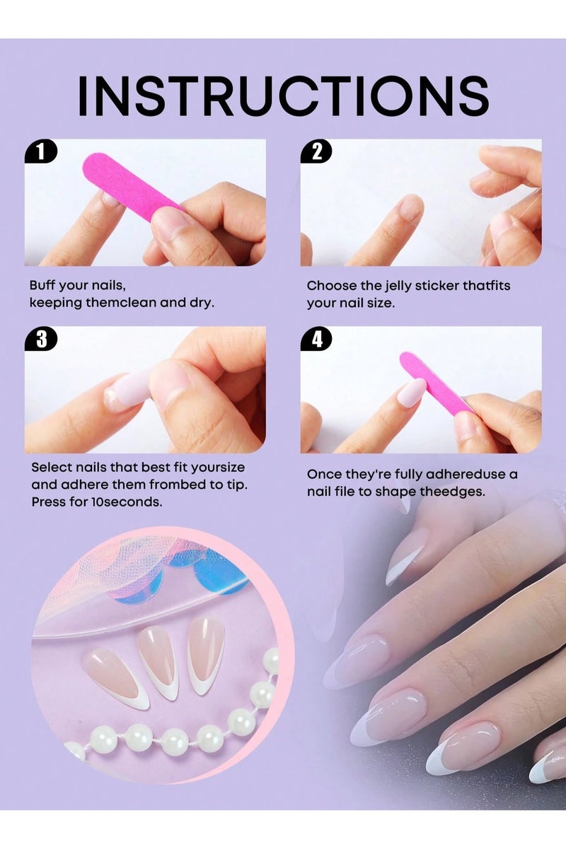 اظافر تركيب مزيفه بشكل لوزي تحتوي العلبه على 24 ظفر مع مبرد اظافر و صمغ - Image 5